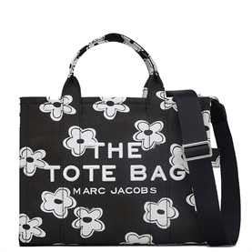 Marc Jacobs The Medium Daisy Canvas Tote Bag, Sort/Hvid